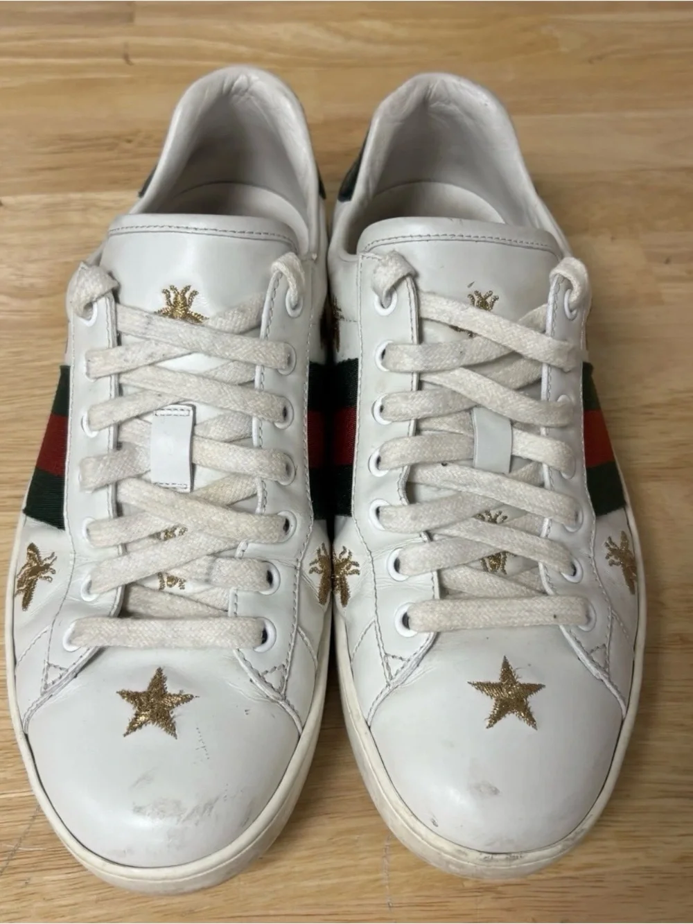 Gucci Men's Ace Bee Embroidered Sneakers, Size 7.5